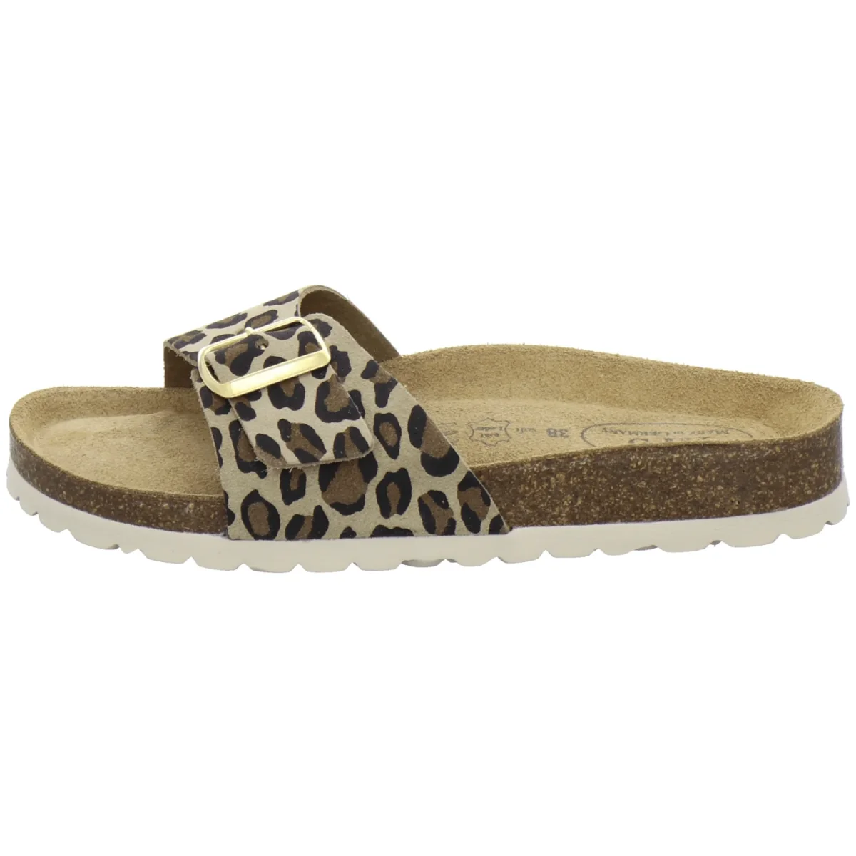 Pantoletten Damen Einschnaller leo-beige – Bild 7