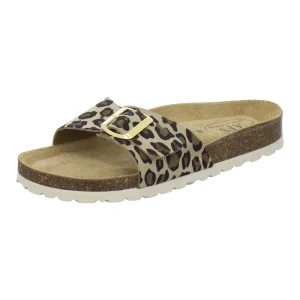 Pantoletten Damen Einschnaller leo-beige