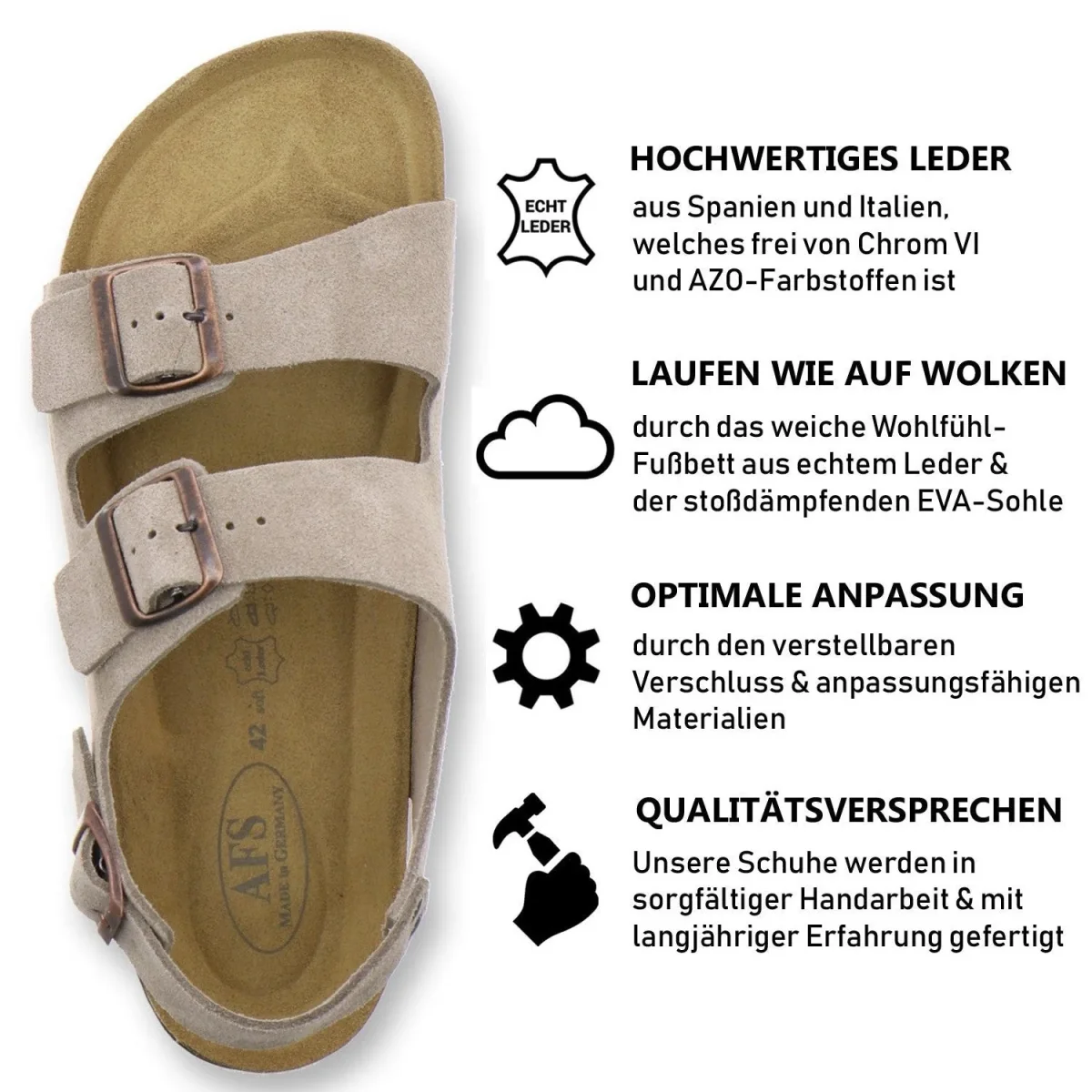 Sandalen Herren quarz Veloursleder – Bild 4
