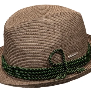 Luftiger Trilby mit grüner Seidenkordel - R354-002