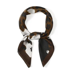 Schwarz-Brauner Sommerschal mit Leomuster – Modisches Halstuch & Taschenaccessoire 70 x 70 cm